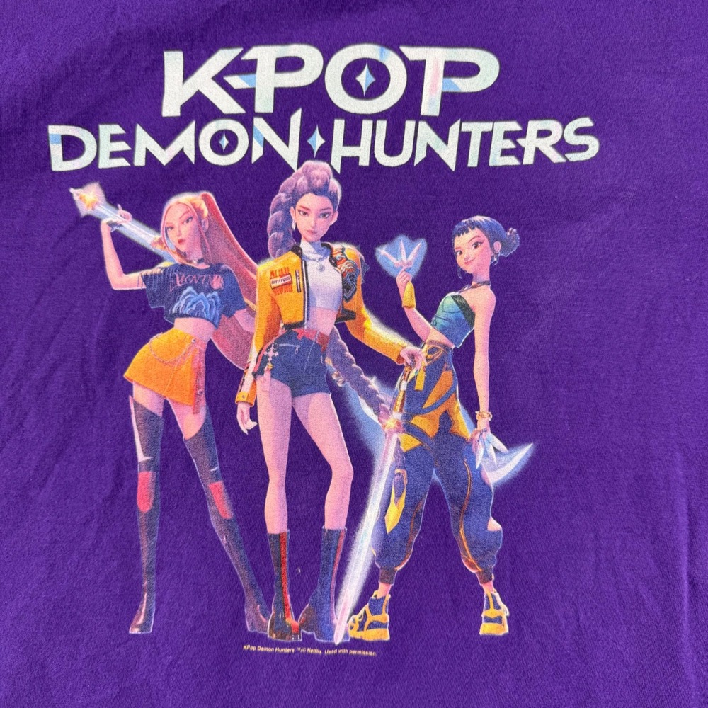 Netflix K-Pop Demon Hunters Purple Graphic T-Shirt Kids Youth Medium Port Co - Picture 5 of 13